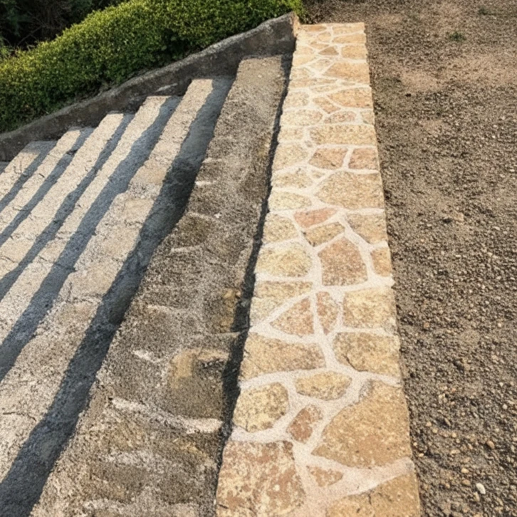 Scène extérieure de lavage automobile avec jet d'eau haute pression pulvérisé sur véhicule